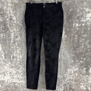 Simply Verawang Size M Skinny Causal Leggings Pants Black Stretch Button Zip